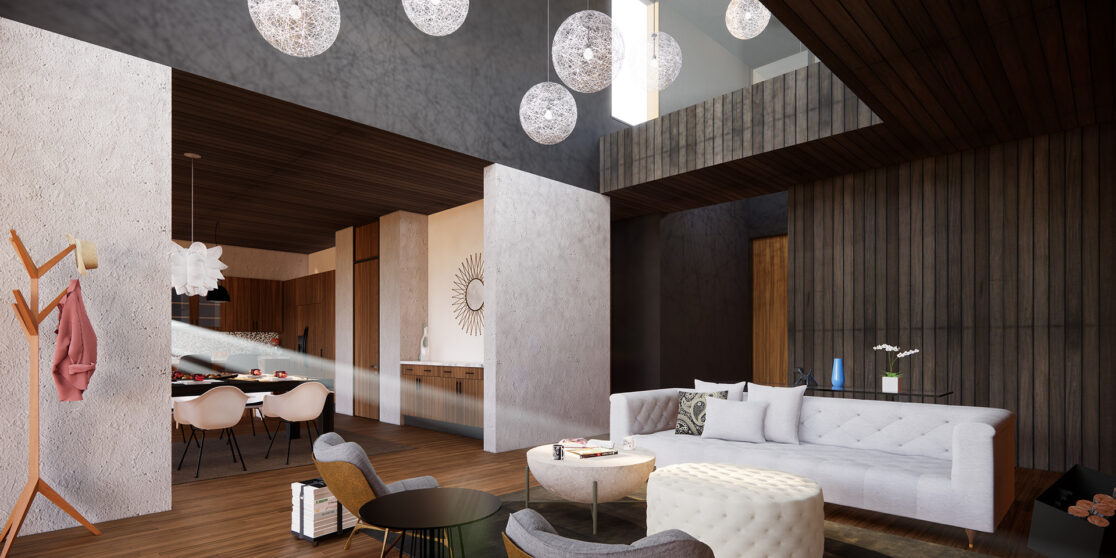 modern interior living view with mooi lights