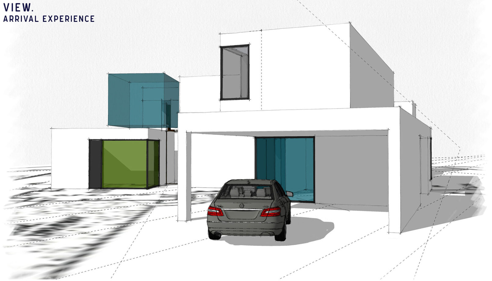garage view of west point conceptual design studies for a modern house